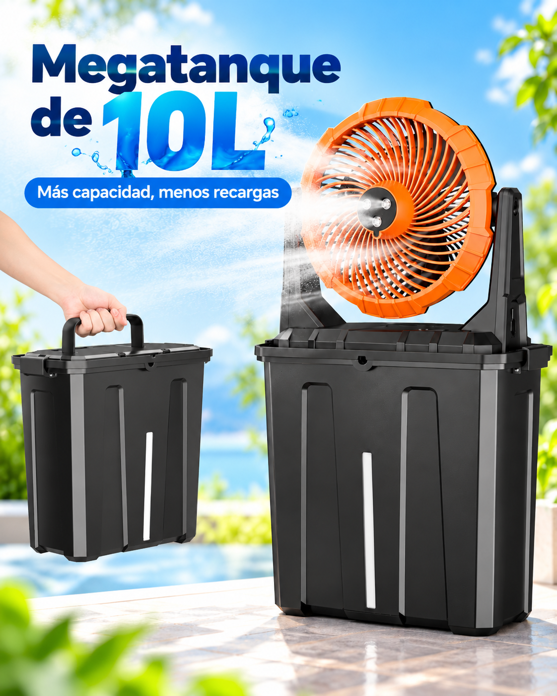 A32 naranja con tanque de 10 litros
