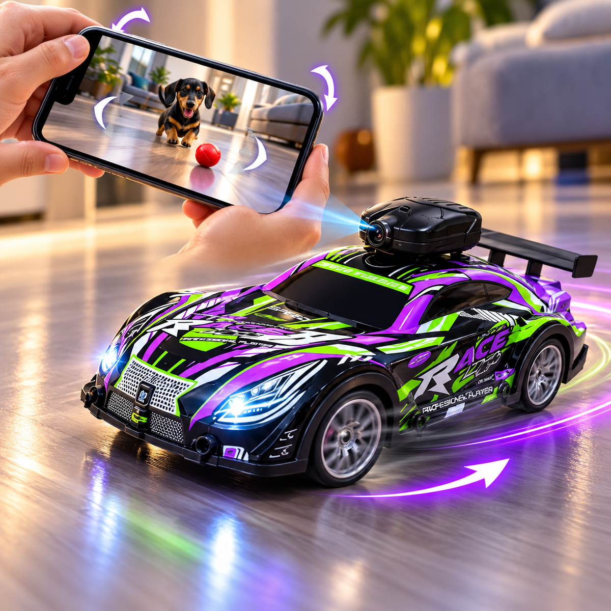 Carro RC con cámara y control por movimiento del celular