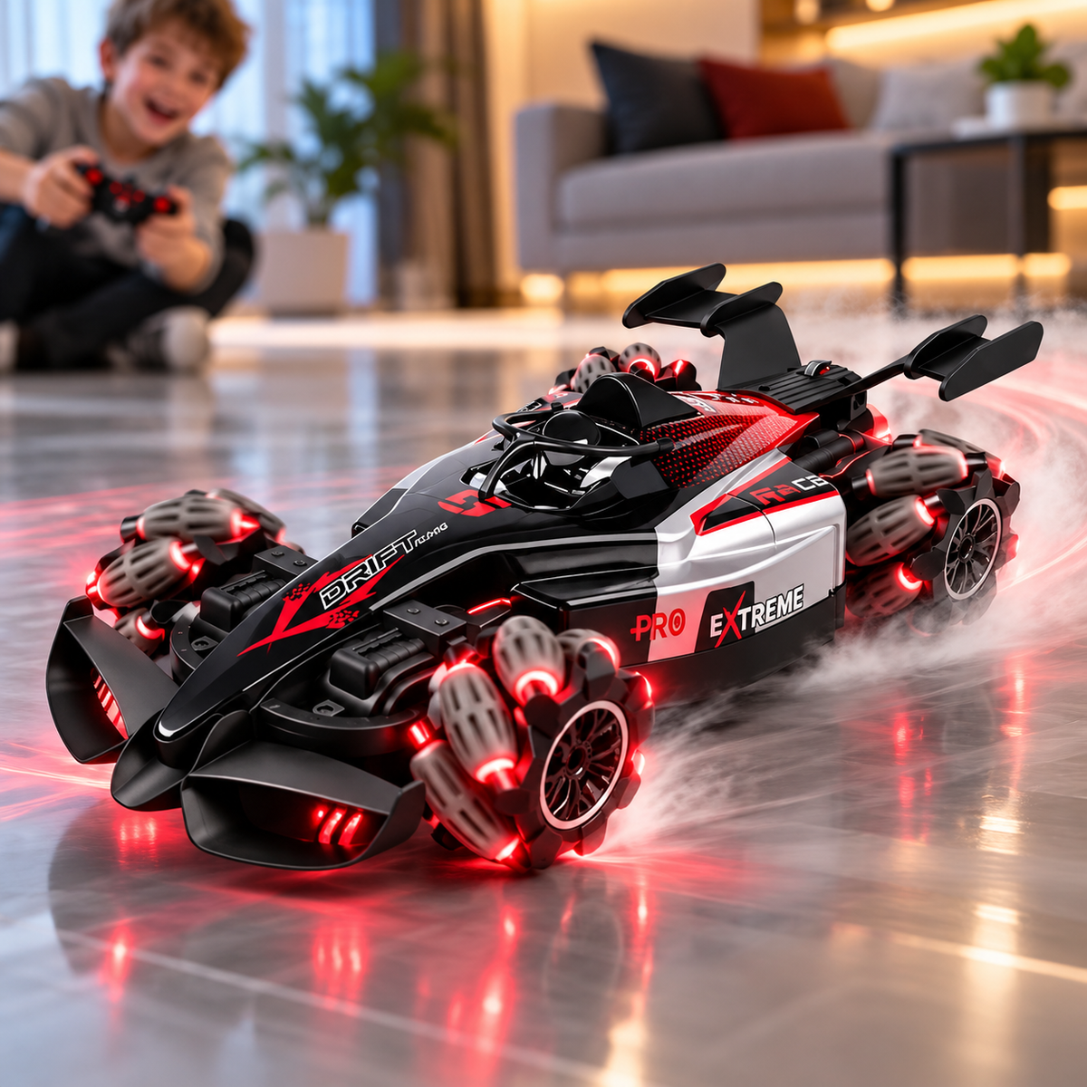 Carro RC F1 Drift en uso dentro de casa