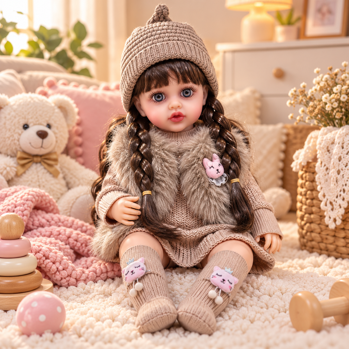 Muñeca Reborn Interactiva JX-299 Premium en habitación infantil acogedora