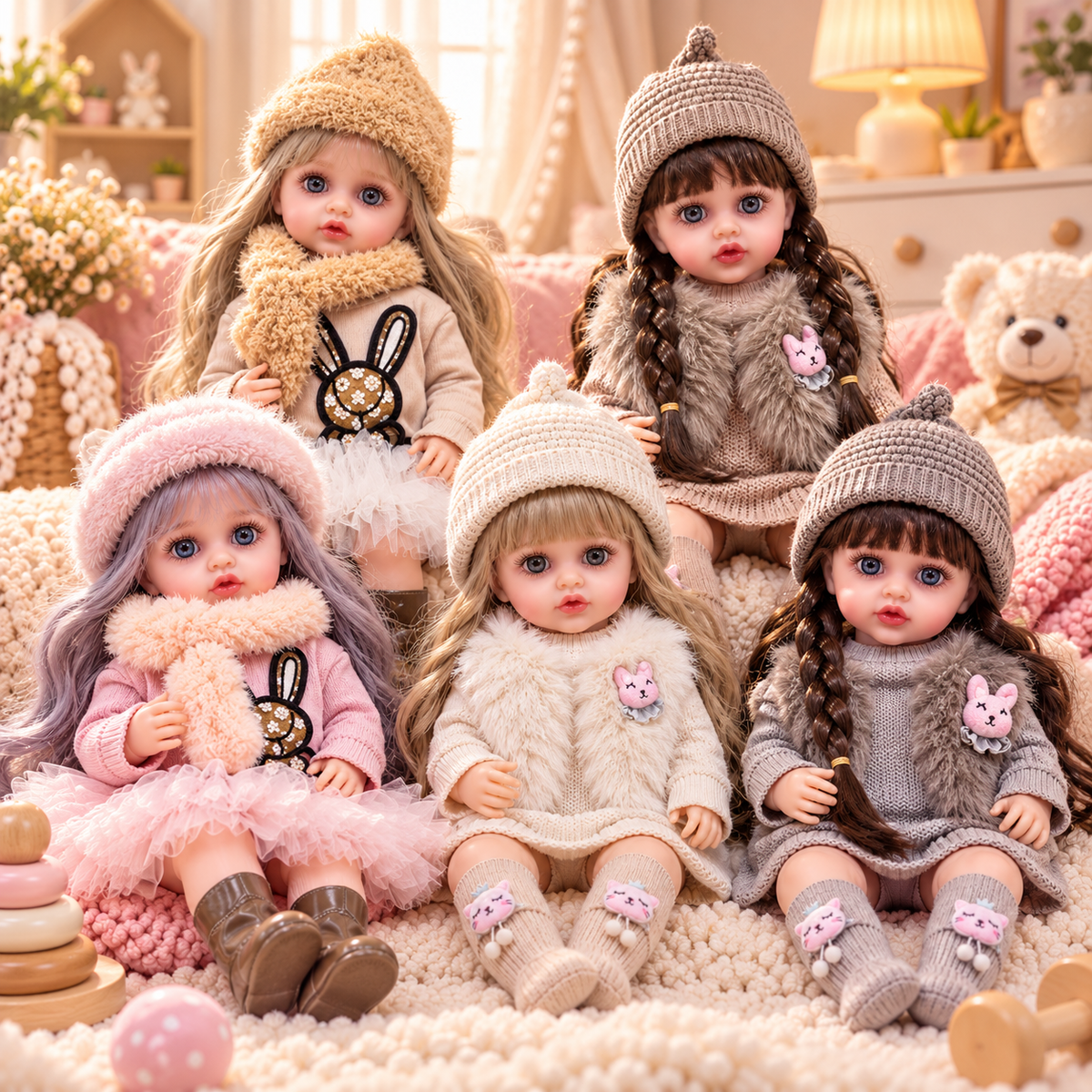 Colección visual de muñecas Reborn con distintos outfits