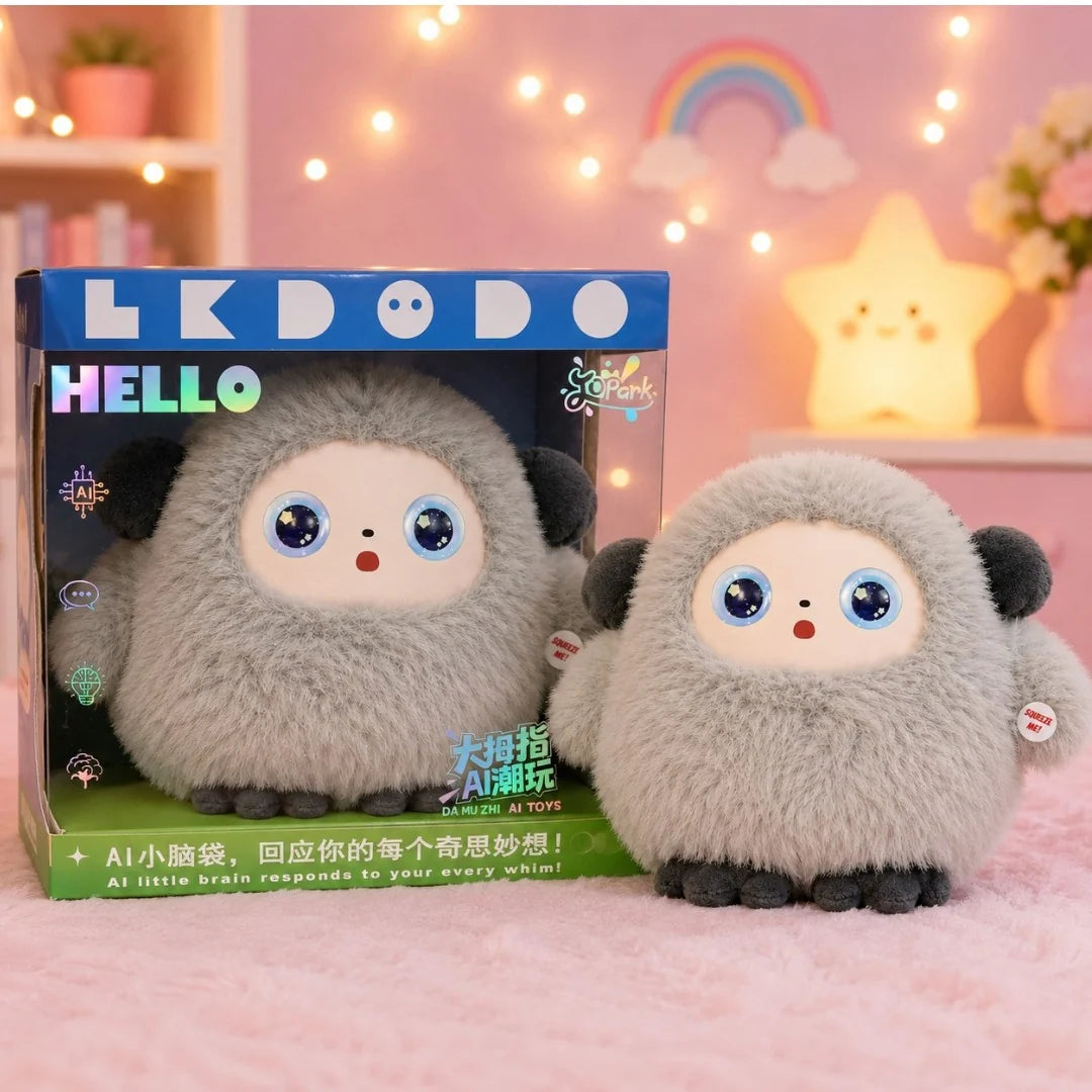 Peluche LKDODO gris con su empaque de referencia