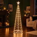 Árbol LED de 1,80 m con estrella y luces cálidas en una sala