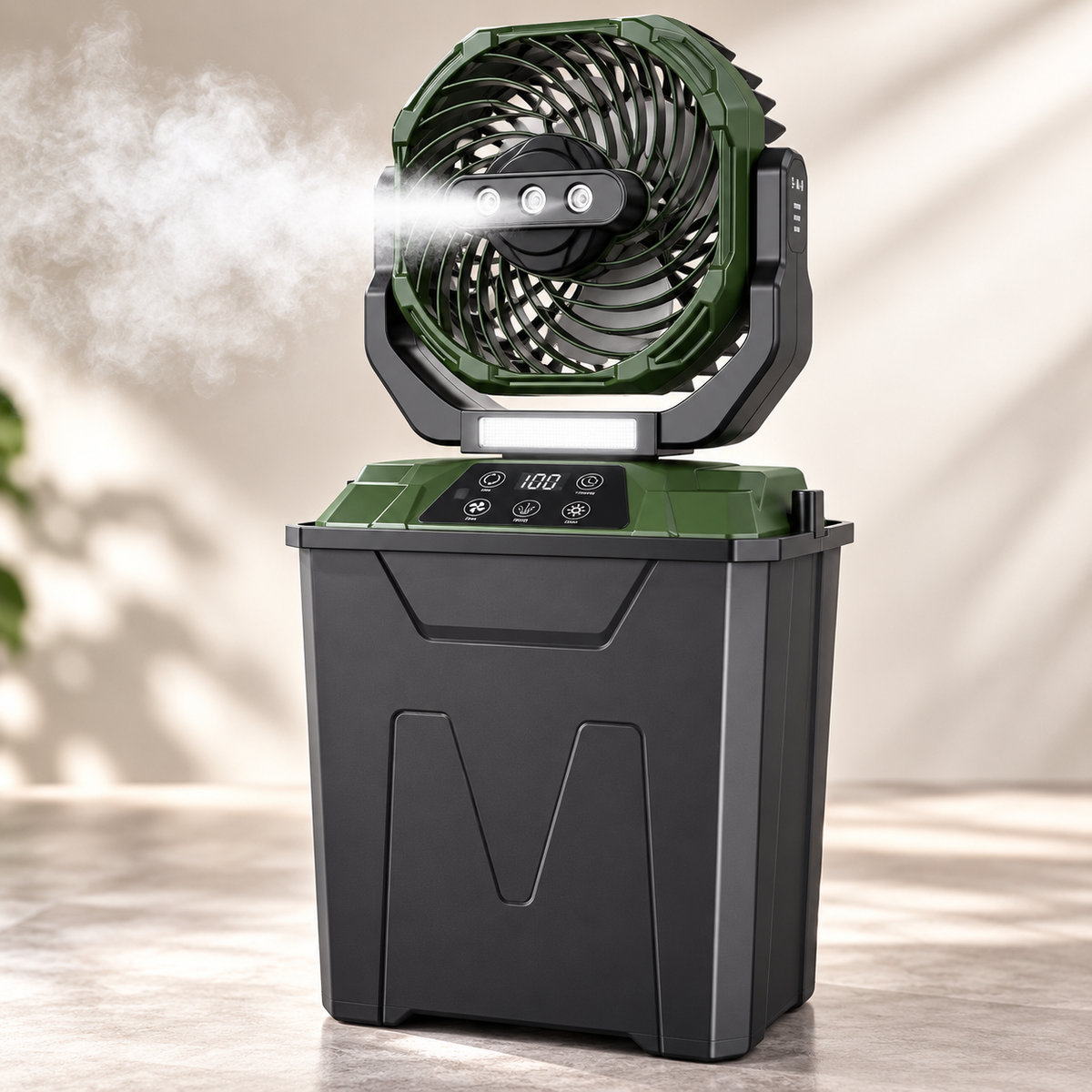 Ventilador nebulizador T30 verde con pantalla digital