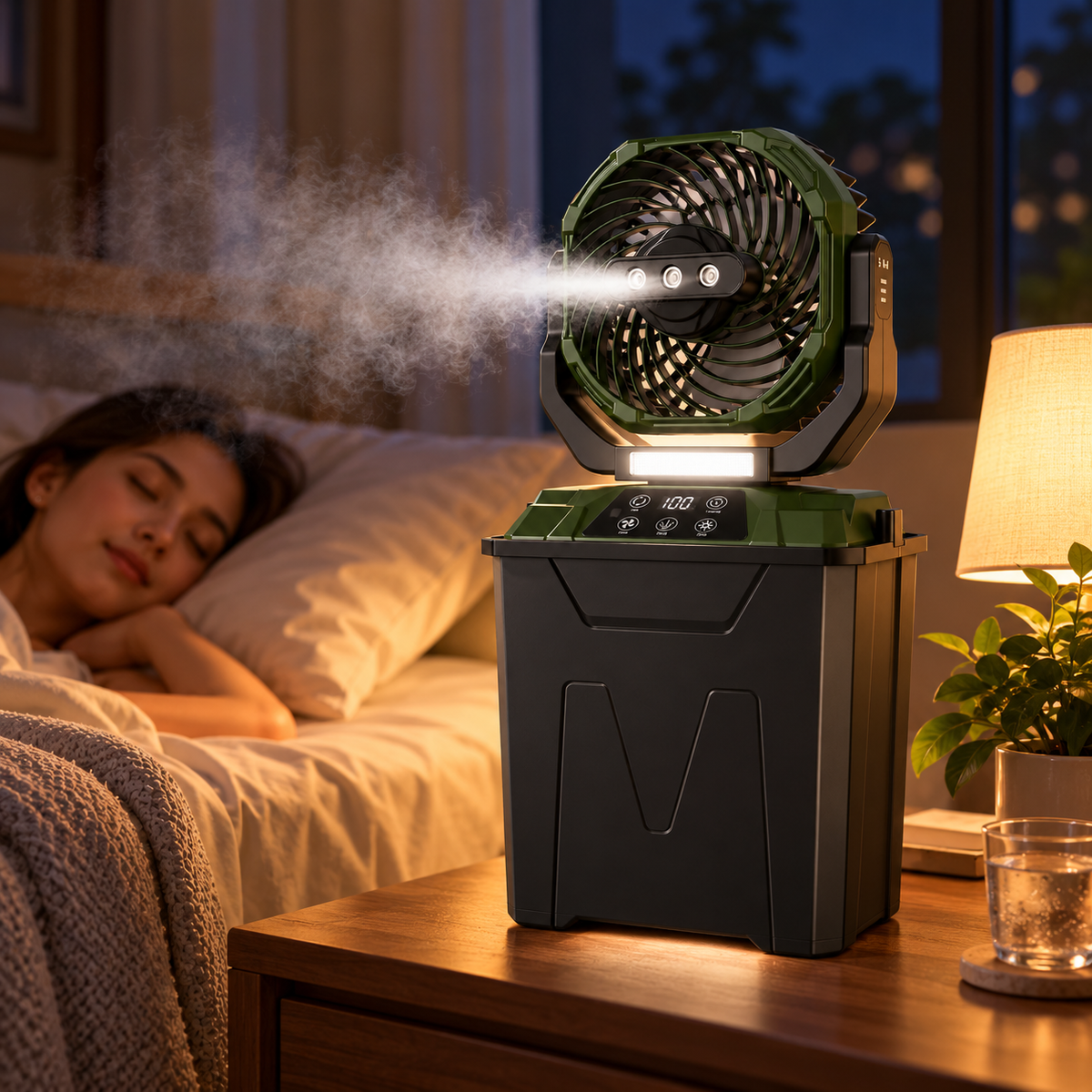 Ventilador T30 con luz LED para uso nocturno