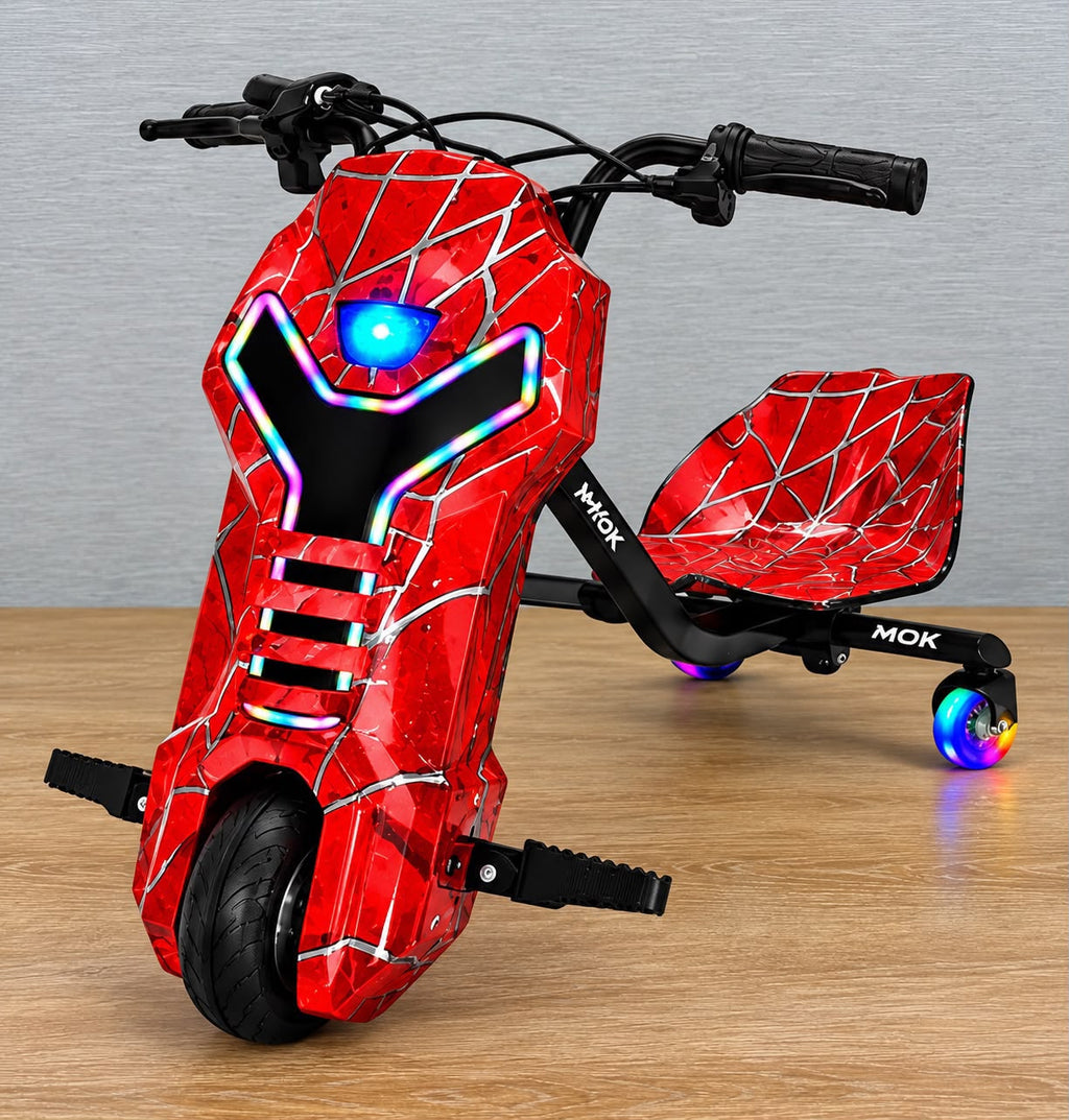 Triciclo eléctrico Drift diseño Rojo Telaraña