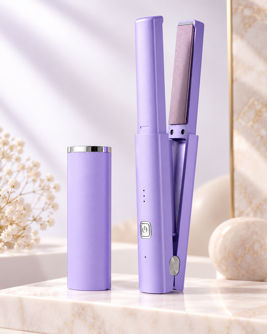 Plancha alisadora inalámbrica MN15-XZ-902 lavanda con tapa térmica