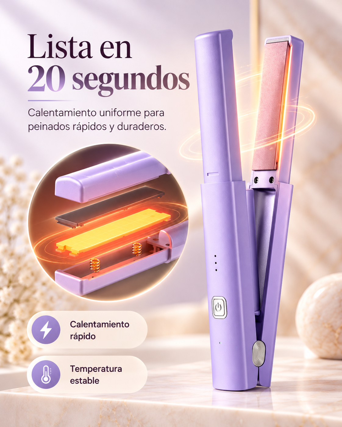 Plancha alisadora MN15-XZ-902 con calentamiento rápido