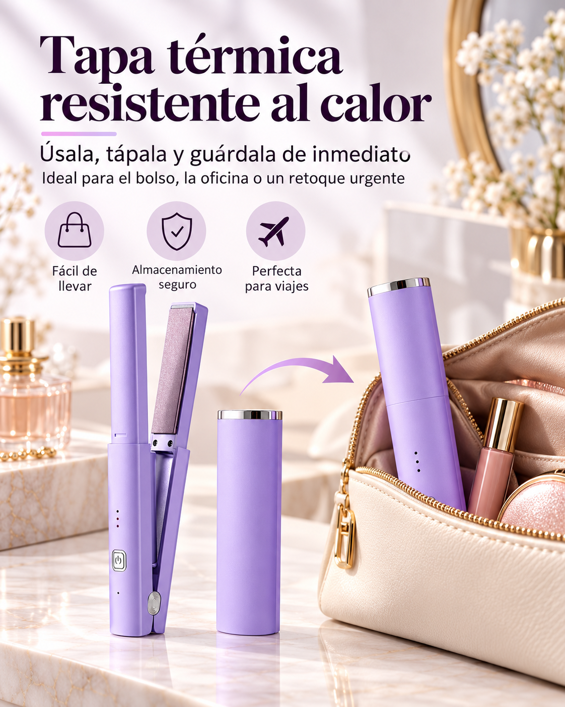 Plancha alisadora MN15-XZ-902 con tapa térmica resistente al calor